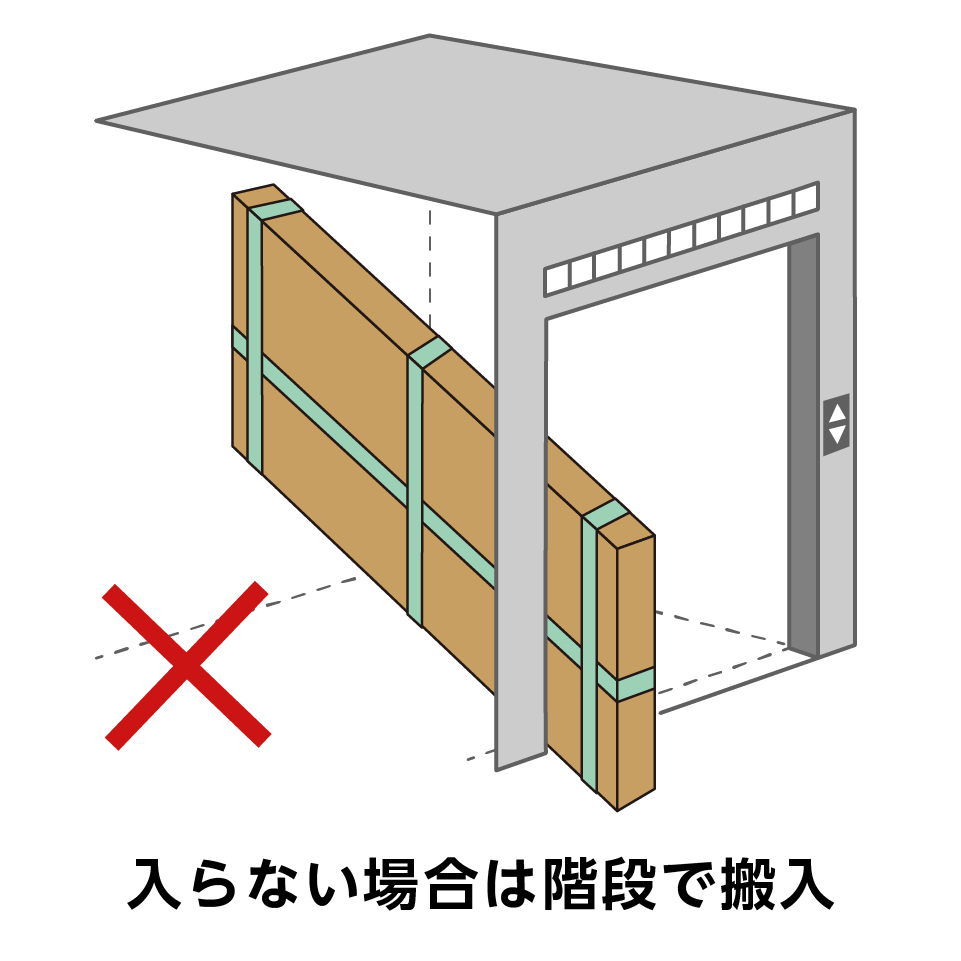 エレベーターで鏡を搬入する場合の注意⑵