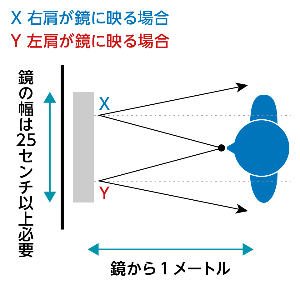 全身が映る鏡のサイズ(幅・高さ) - 鏡の横幅/当店の推奨は45センチ以上